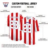 Custom White-Red Stripes Authentic Football Jersey